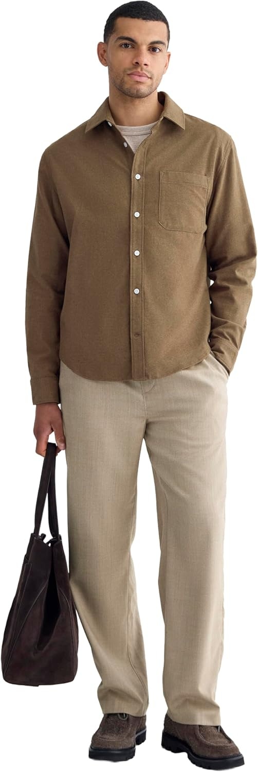 image:imageEverlane Mens Everlane Brushed Flannel ShirtHeathered Cocoa Brown