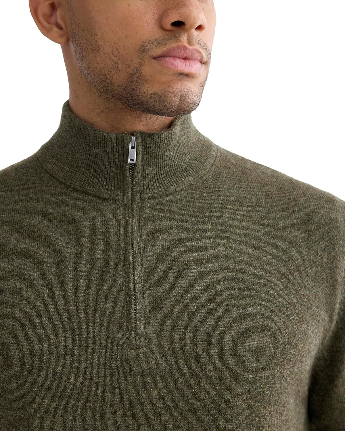 image:imageEverlane Mens Everlane Cashmere Quarter Zip SweaterHeathered Army Green