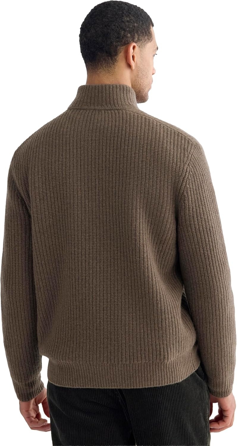 image:imageEverlane Mens Everlane The Felted Merino HalfZip SweaterHeather Chocolate Martini