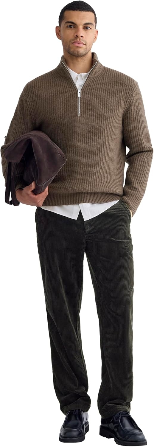 image:imageEverlane Mens Everlane The Felted Merino HalfZip SweaterHeather Chocolate Martini