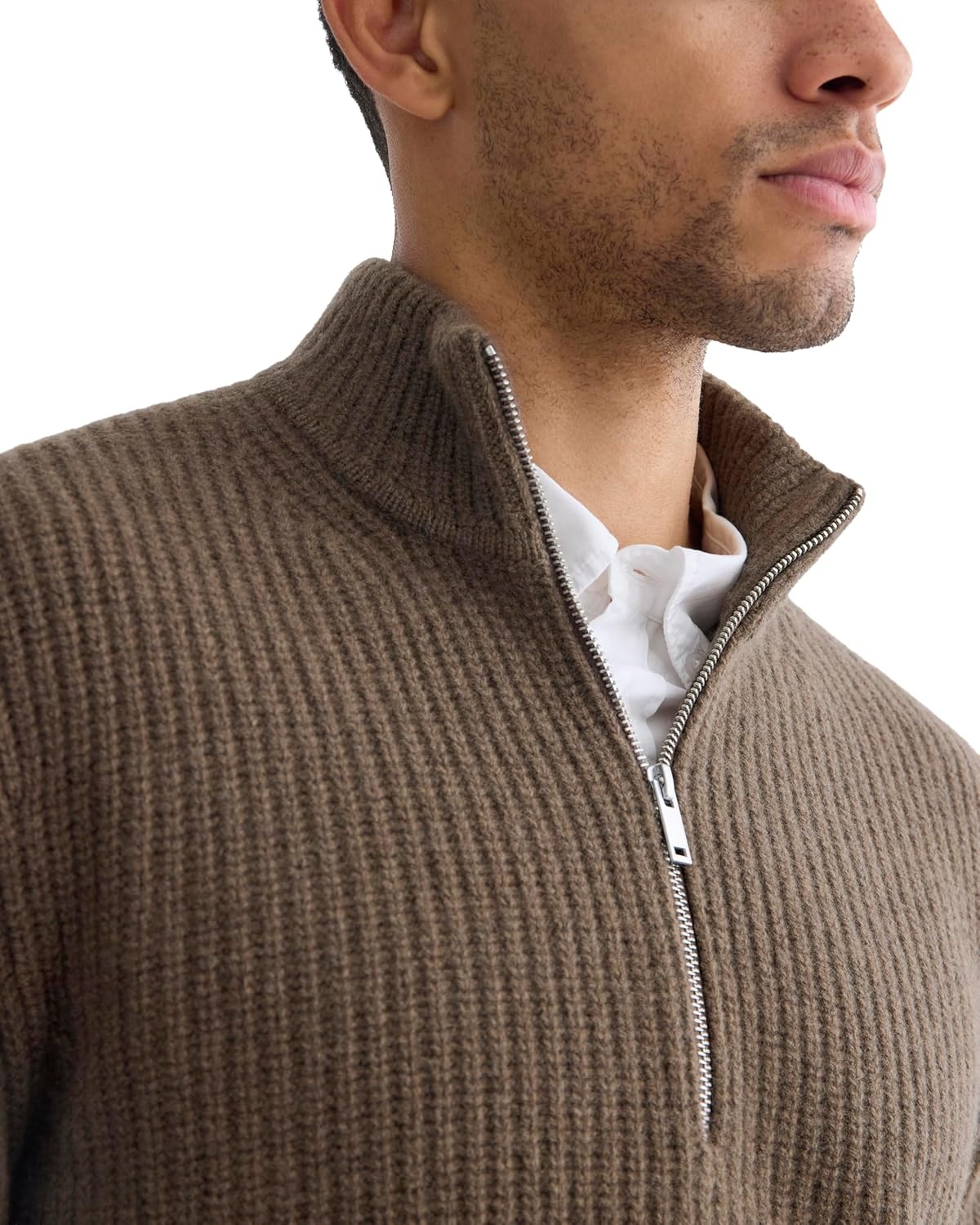 image:imageEverlane Mens Everlane The Felted Merino HalfZip SweaterHeather Chocolate Martini