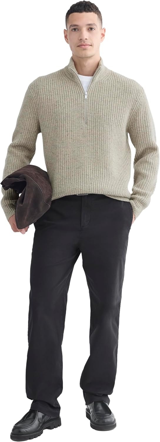 image:imageEverlane Mens Everlane The Felted Merino HalfZip SweaterHeather Gravel Donegal