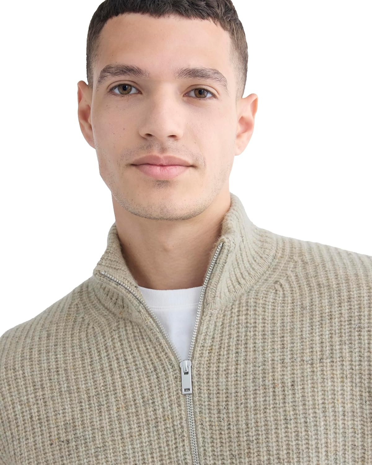 image:imageEverlane Mens Everlane The Felted Merino HalfZip SweaterHeather Gravel Donegal