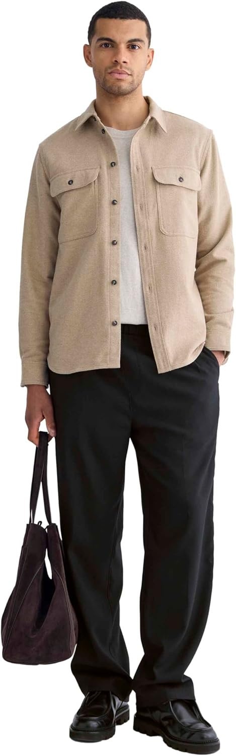 image:imageEverlane Mens Everlane The Heavyweight Overshirt UniformDark Heathered Camel