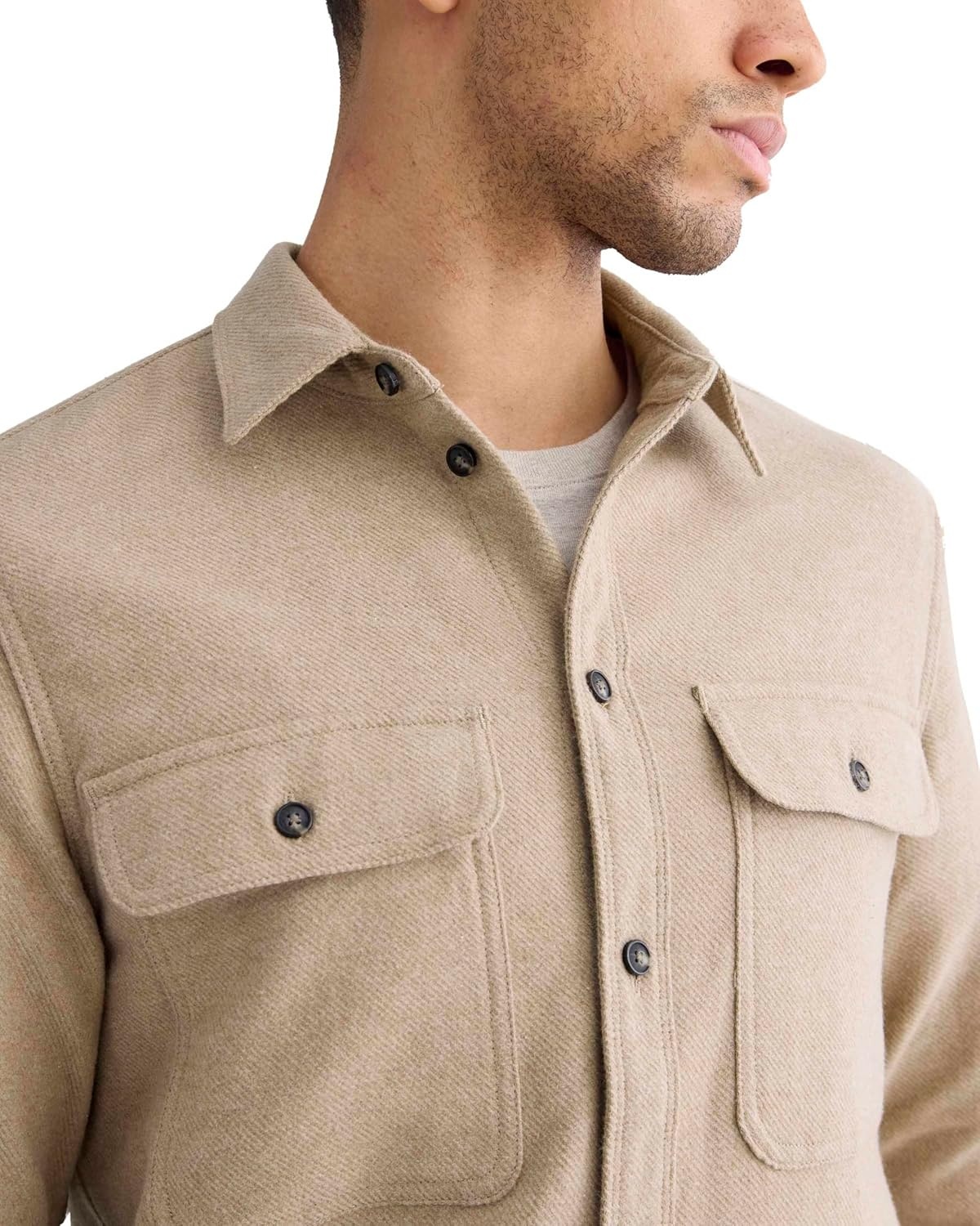 image:imageEverlane Mens Everlane The Heavyweight Overshirt UniformDark Heathered Camel