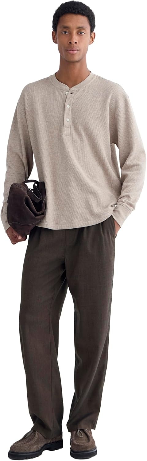 image:imageEverlane Mens Everlane Thermal Henley in Cozy WaffleHeathered Oatmeal