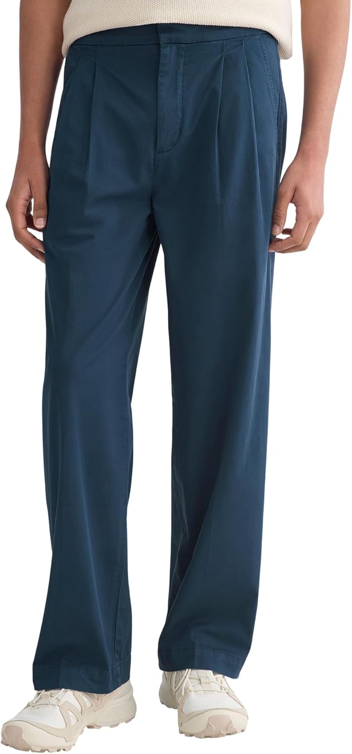 image:imageEverlane Mens PullOn Easy Trouser GOTS Organic Cotton Stretch Pleated RelaxedFit Dress PantMidnight Navy