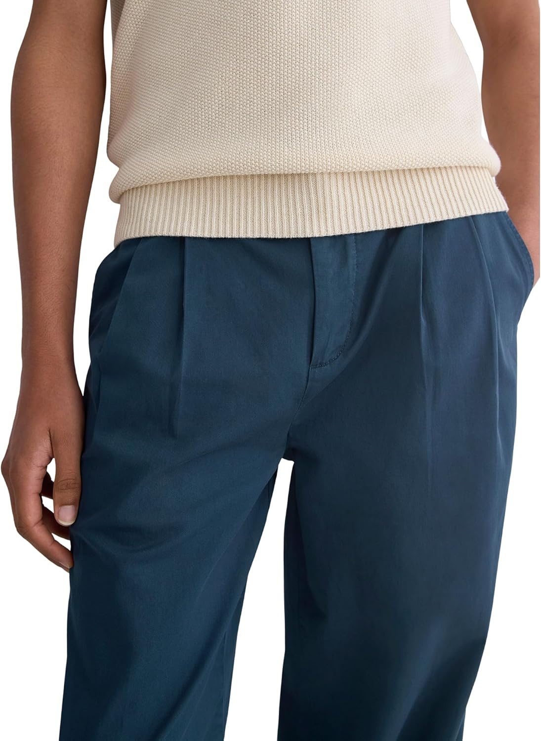 image:imageEverlane Mens PullOn Easy Trouser GOTS Organic Cotton Stretch Pleated RelaxedFit Dress PantMidnight Navy