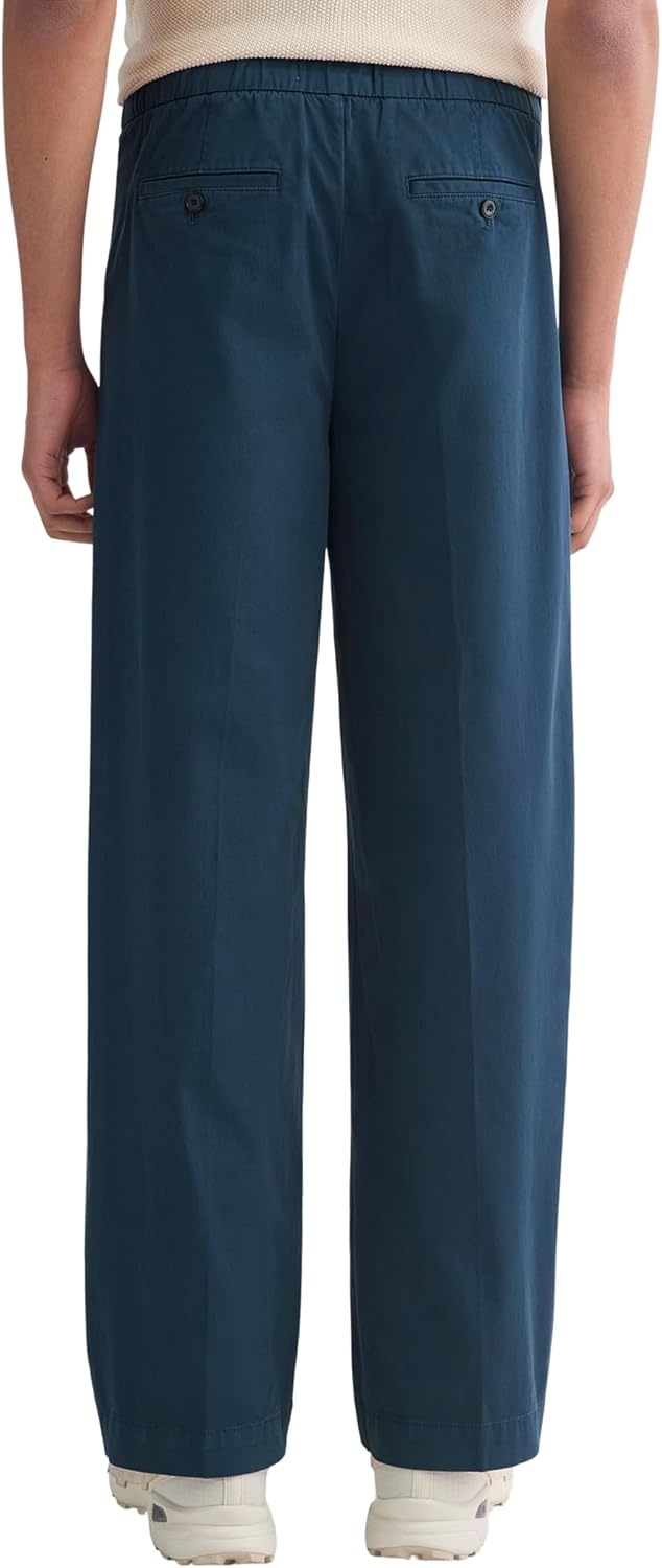 image:imageEverlane Mens PullOn Easy Trouser GOTS Organic Cotton Stretch Pleated RelaxedFit Dress PantMidnight Navy