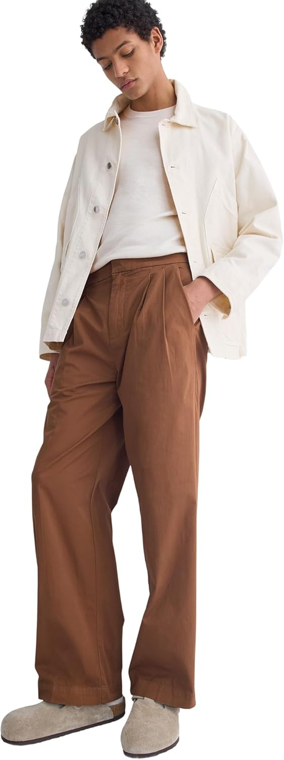 image:imageEverlane Mens PullOn Easy Trouser GOTS Organic Cotton Stretch Pleated RelaxedFit Dress PantToffee