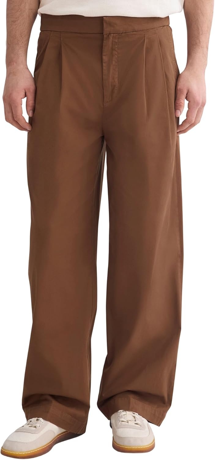 image:imageEverlane Mens PullOn Easy Trouser GOTS Organic Cotton Stretch Pleated RelaxedFit Dress PantToffee