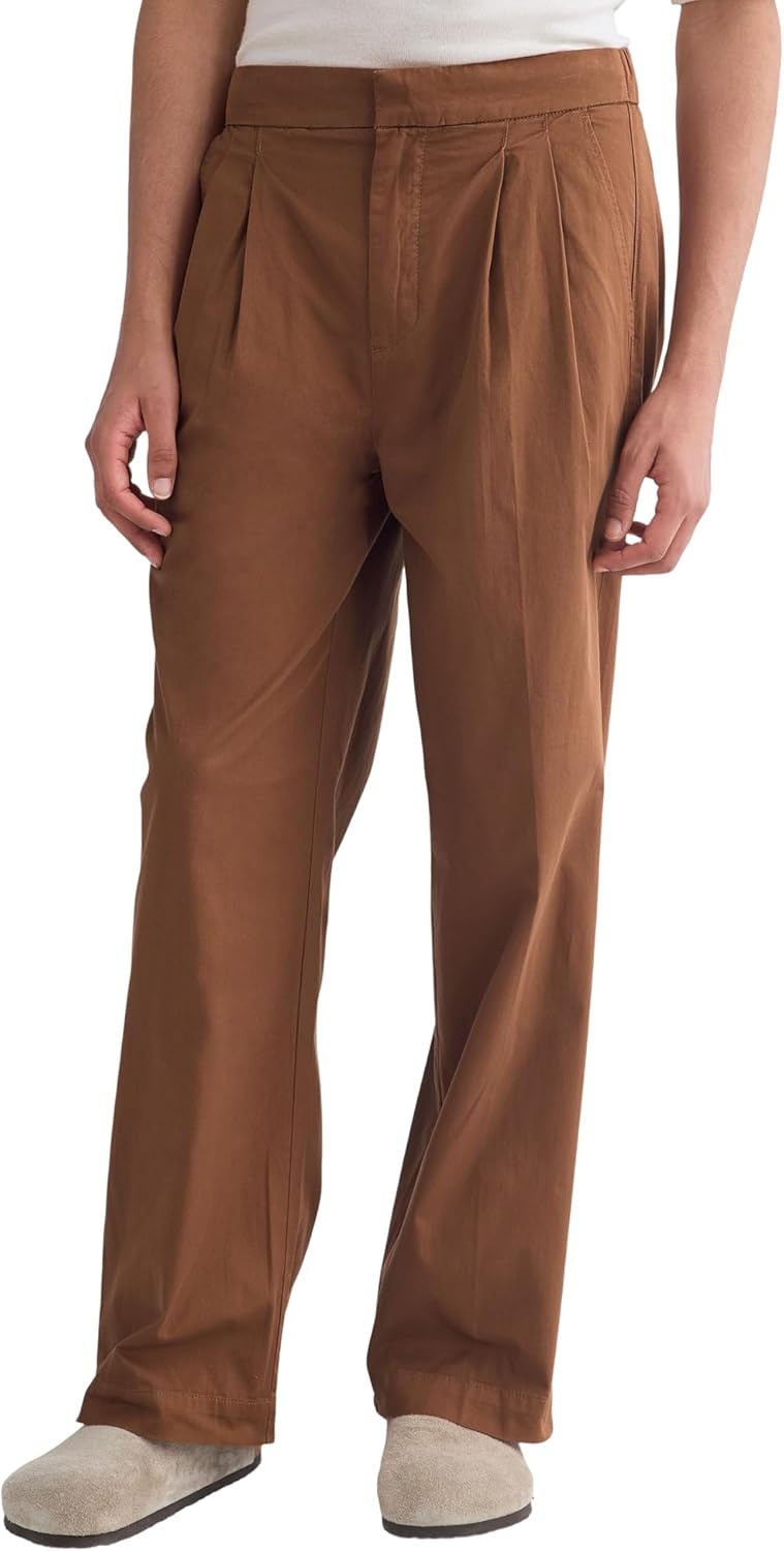 image:imageEverlane Mens PullOn Easy Trouser GOTS Organic Cotton Stretch Pleated RelaxedFit Dress PantToffee