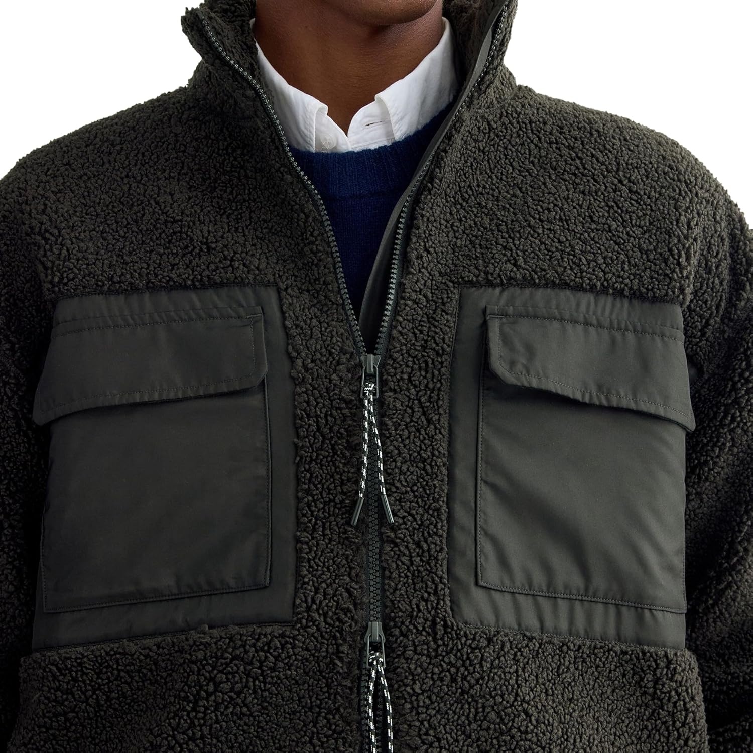 image:imageEverlane Mens ReTrack Fleece ZipUp GRS Recycled Polyester Bonded Fleece Oversized Zip JacketBlack