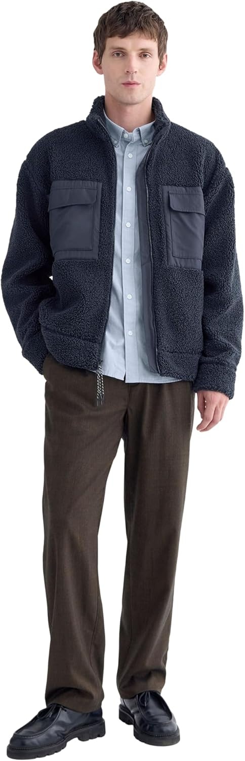 image:imageEverlane Mens ReTrack Fleece ZipUp GRS Recycled Polyester Bonded Fleece Oversized Zip JacketDeep Navy