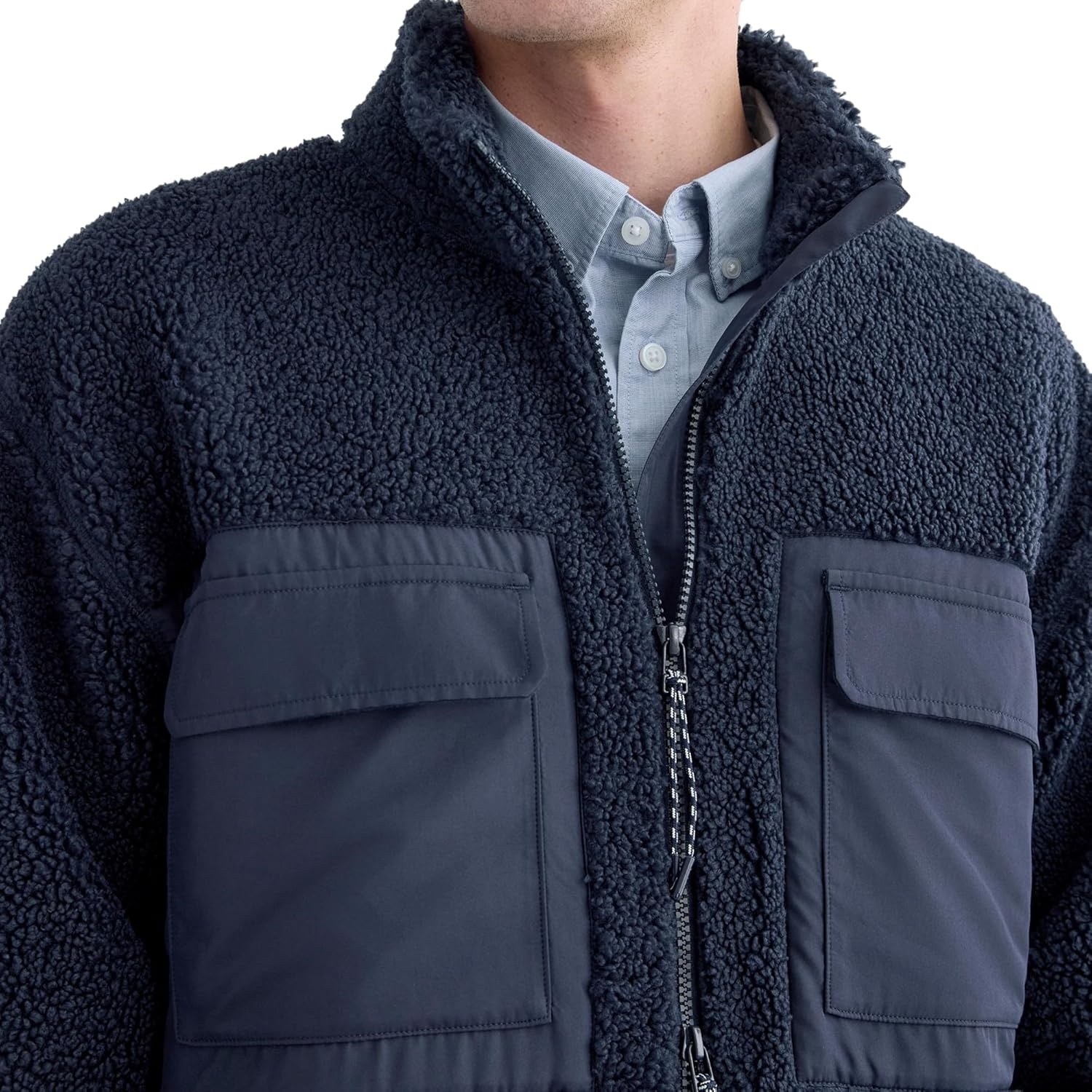 image:imageEverlane Mens ReTrack Fleece ZipUp GRS Recycled Polyester Bonded Fleece Oversized Zip JacketDeep Navy