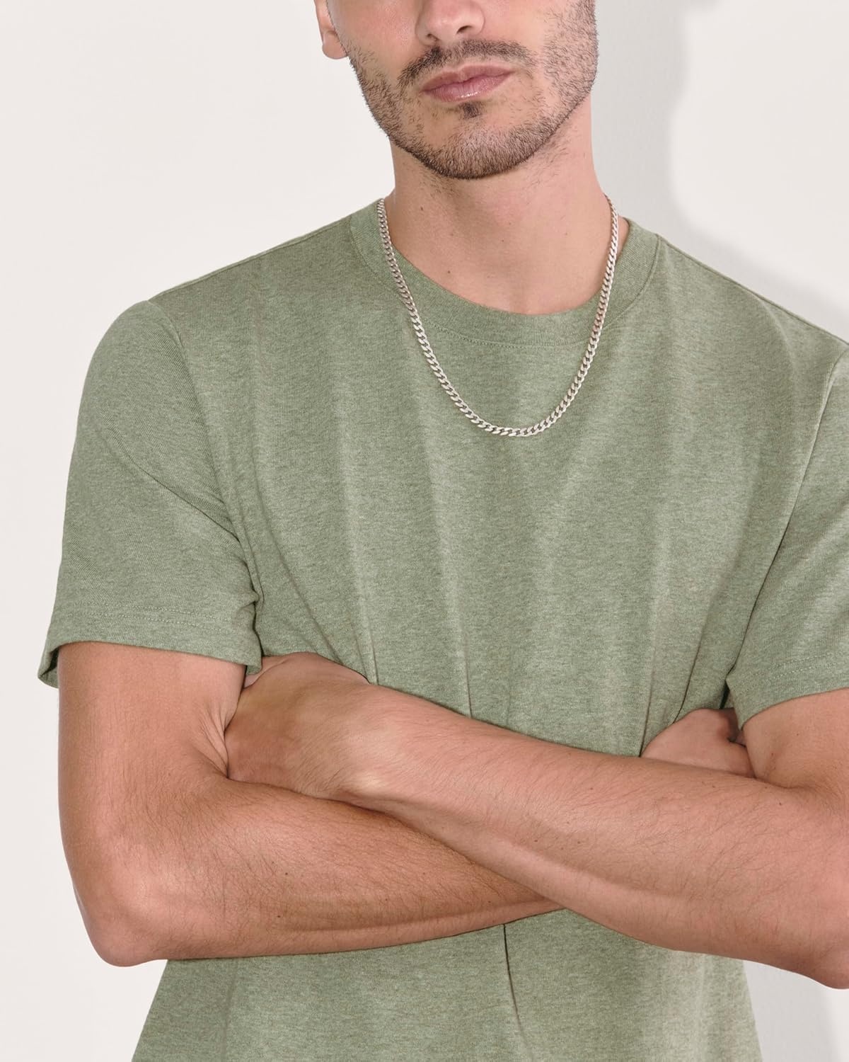 image:imageEverlane Mens The PremiumWeight Crew UniformHeather Sage Green