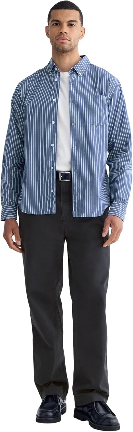 image:imageEverlane Mens Washed Poplin Shirt Organic Cotton PreShrunk Standard Fit ButtonDown ShirtMazarine Blue Optic White