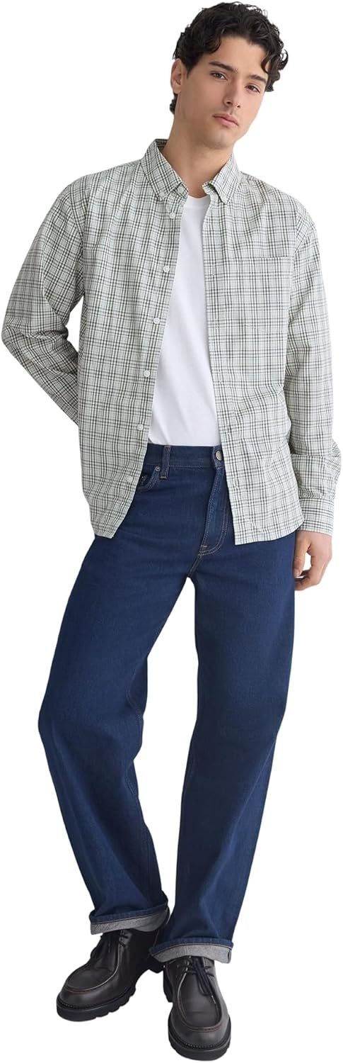 image:imageEverlane Mens Washed Poplin Shirt Organic Cotton PreShrunk Standard Fit ButtonDown ShirtSkywritingMulti