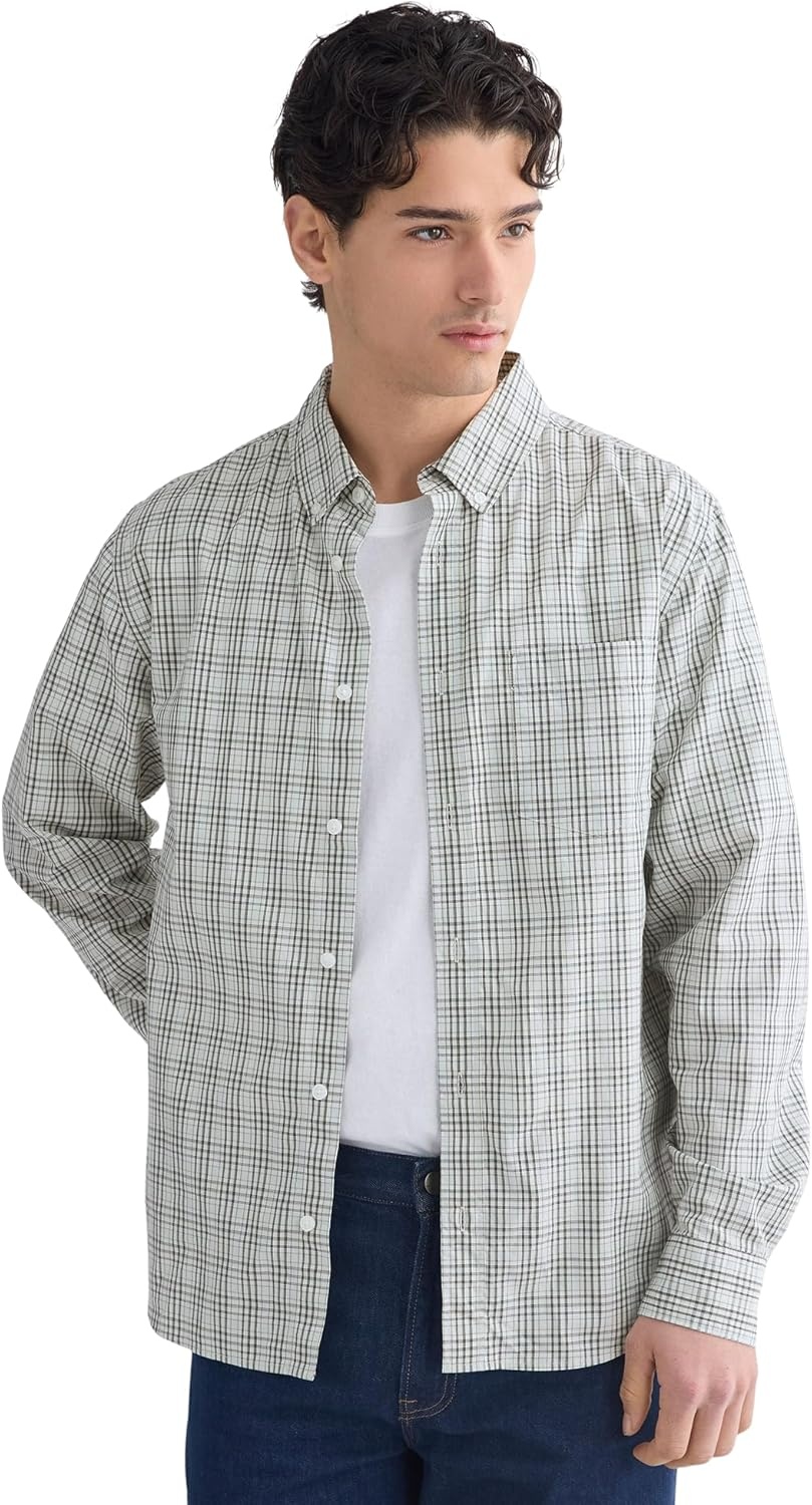 image:imageEverlane Mens Washed Poplin Shirt Organic Cotton PreShrunk Standard Fit ButtonDown ShirtSkywritingMulti