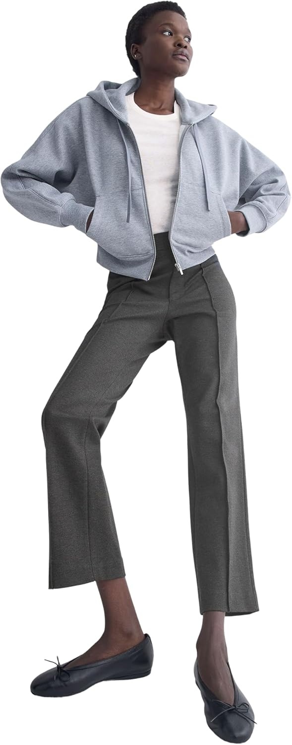 image:imageEverlane Womens Slim Trouser in Ponte Pintuck Tailored Dress Pant Viscose BlendHeathered Soot