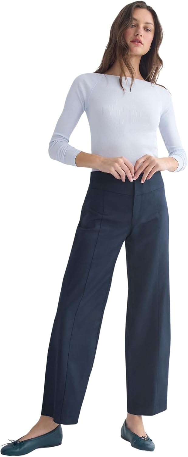 image:imageEverlane Womens Tailored Drape Seam Pant Ankle Length Organic Cotton Modal BlendNavy