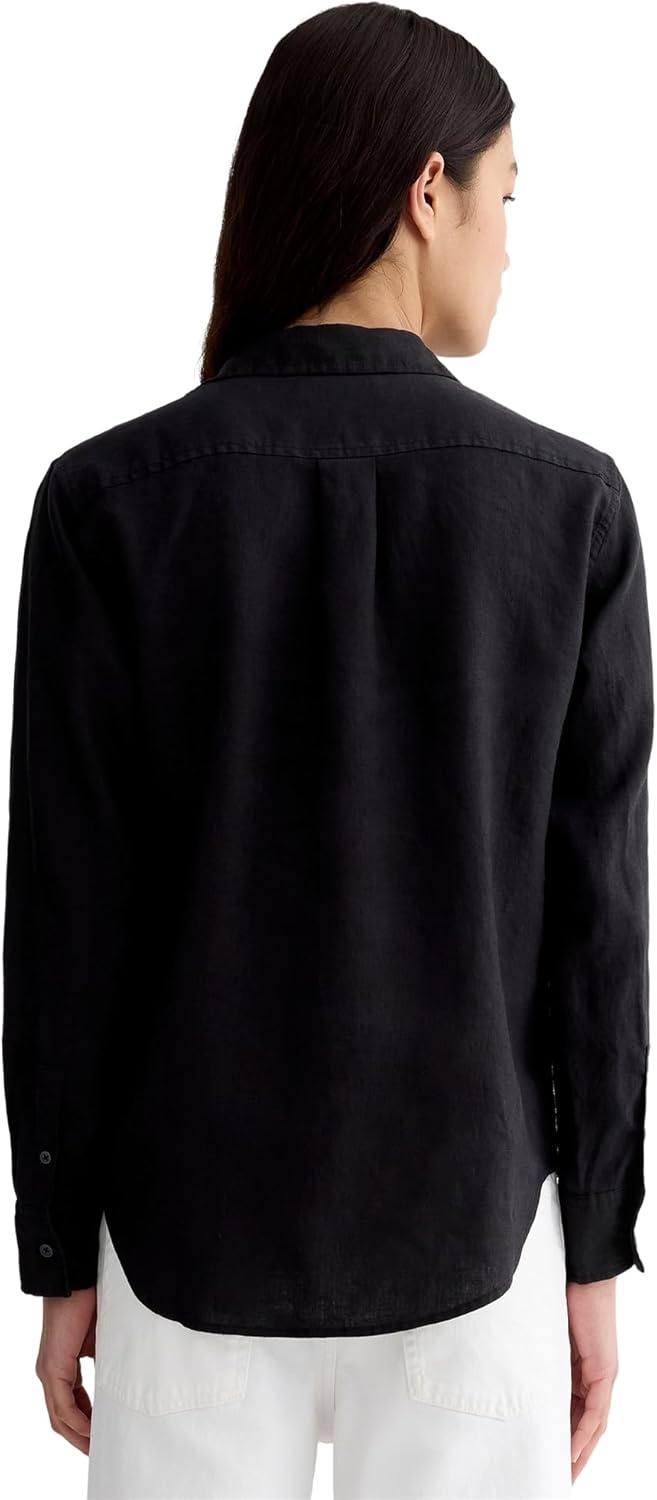 image:imageEverlane Womens The MustHave Linen Shirt Relaxed Fit ButtonDown in Certified European Flax LinenBlack