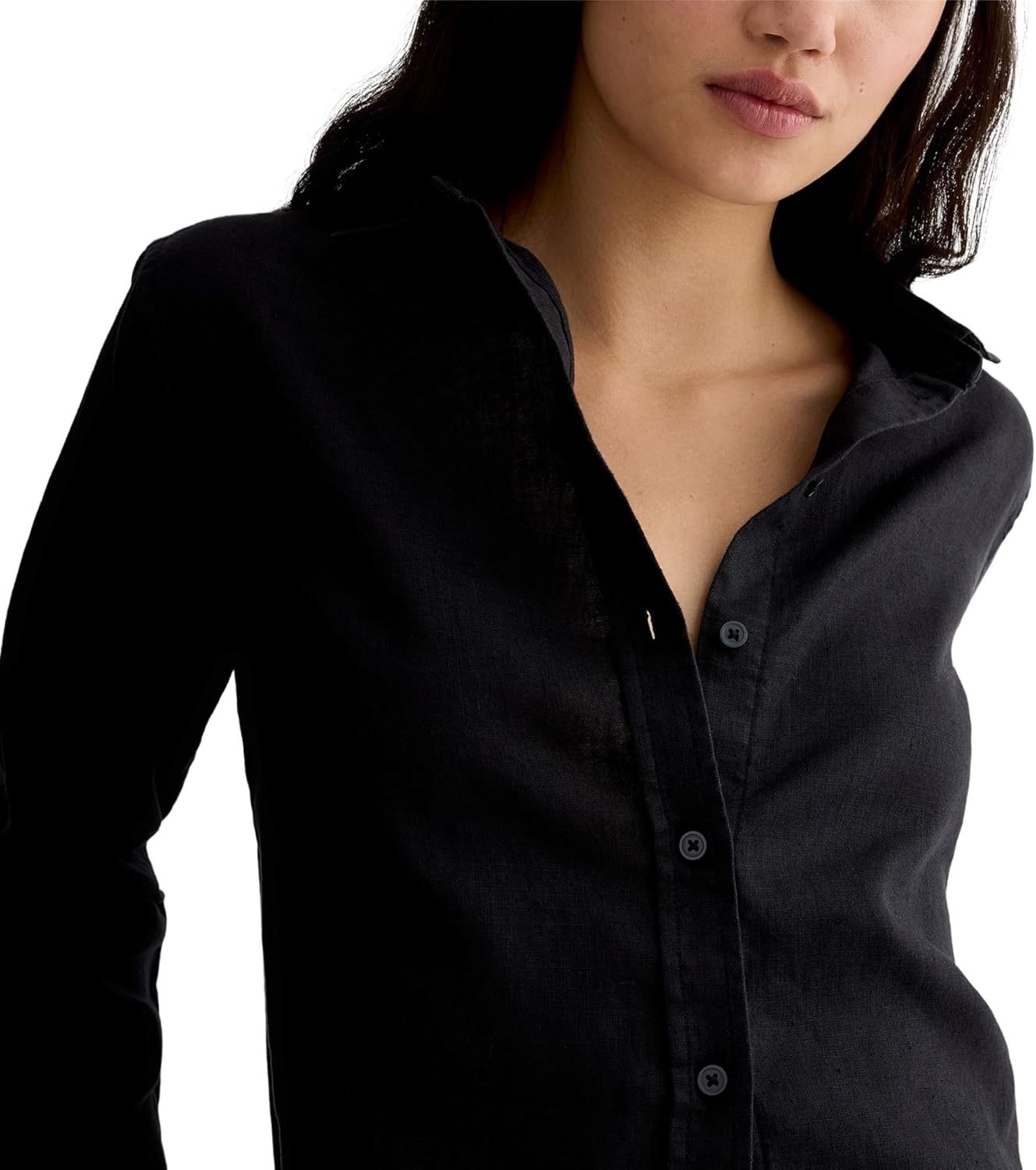 image:imageEverlane Womens The MustHave Linen Shirt Relaxed Fit ButtonDown in Certified European Flax LinenBlack