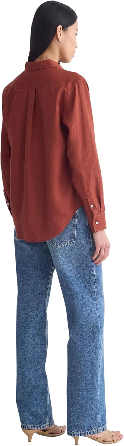 image:imageEverlane Womens The MustHave Linen Shirt Relaxed Fit ButtonDown in Certified European Flax LinenHenna Red