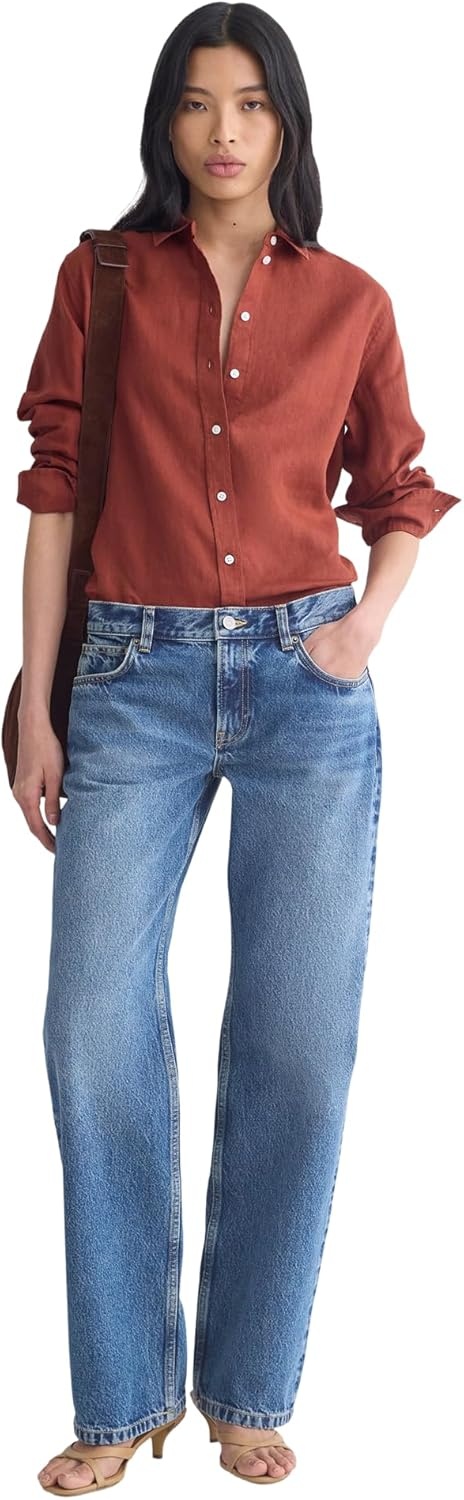 image:imageEverlane Womens The MustHave Linen Shirt Relaxed Fit ButtonDown in Certified European Flax LinenHenna Red