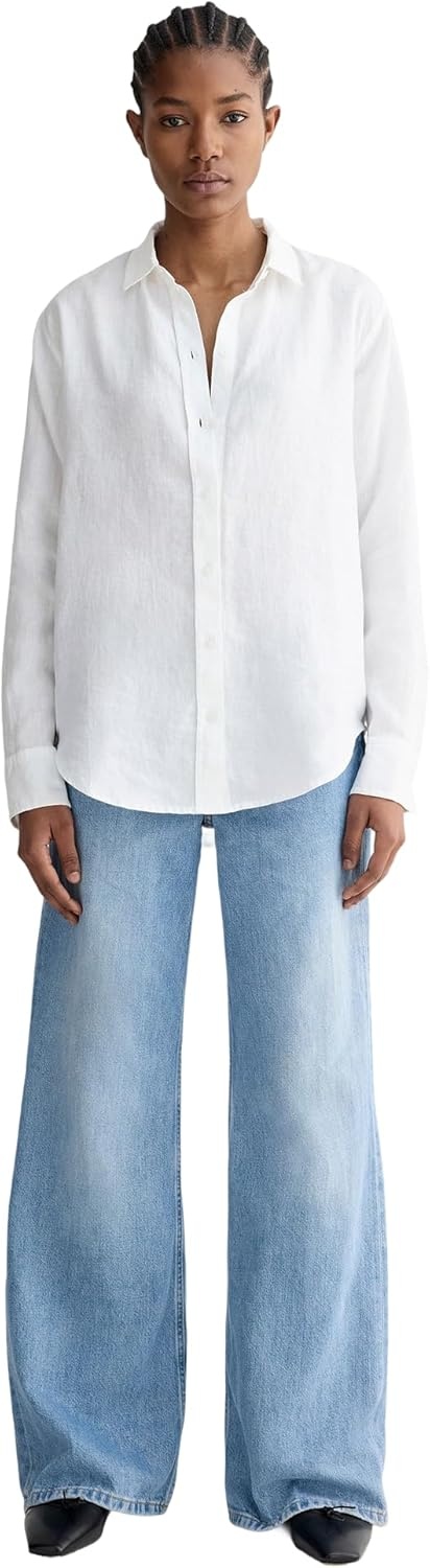 image:imageEverlane Womens The MustHave Linen Shirt Relaxed Fit ButtonDown in Certified European Flax LinenWhite
