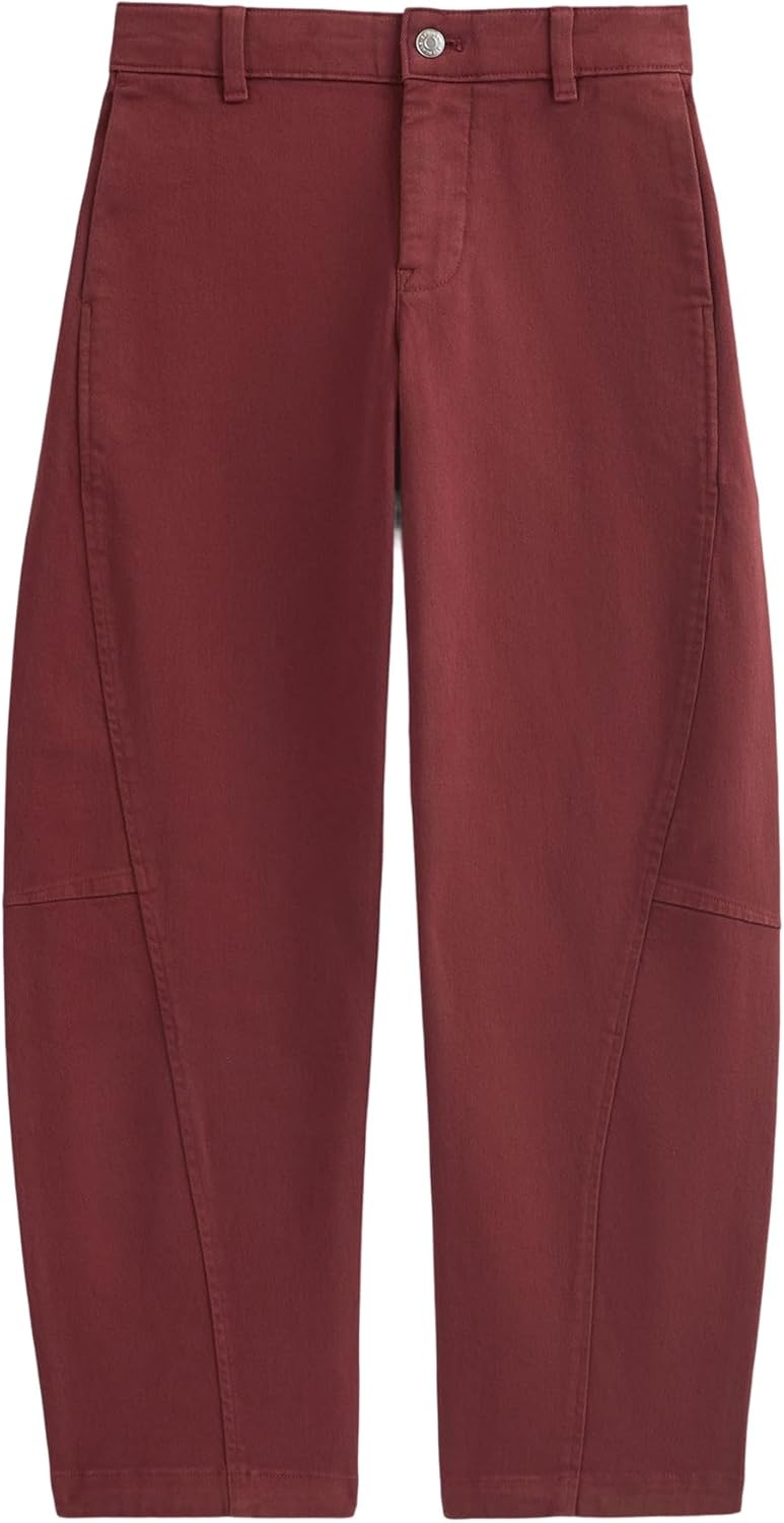 image:imageEverlane Womens Twisted Seam Barrel Pant Organic Cotton Stretch Barrel Leg TrouserHenna Red