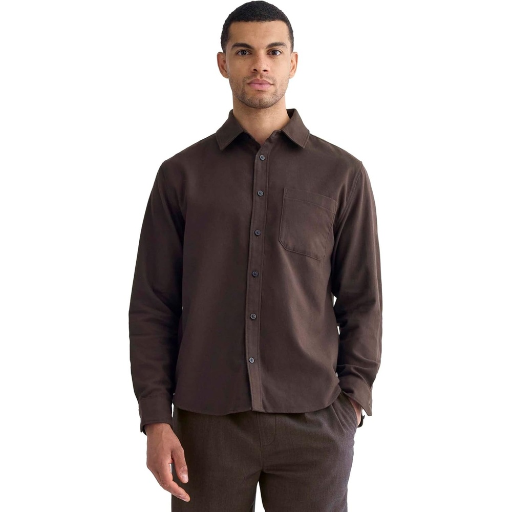 image:imageEverlane Mens Everlane Brushed Flannel ShirtDark Chocolate