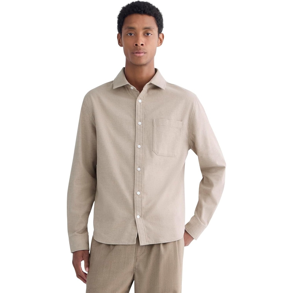 image:imageEverlane Mens Everlane Brushed Flannel ShirtHeathered Oatmeal