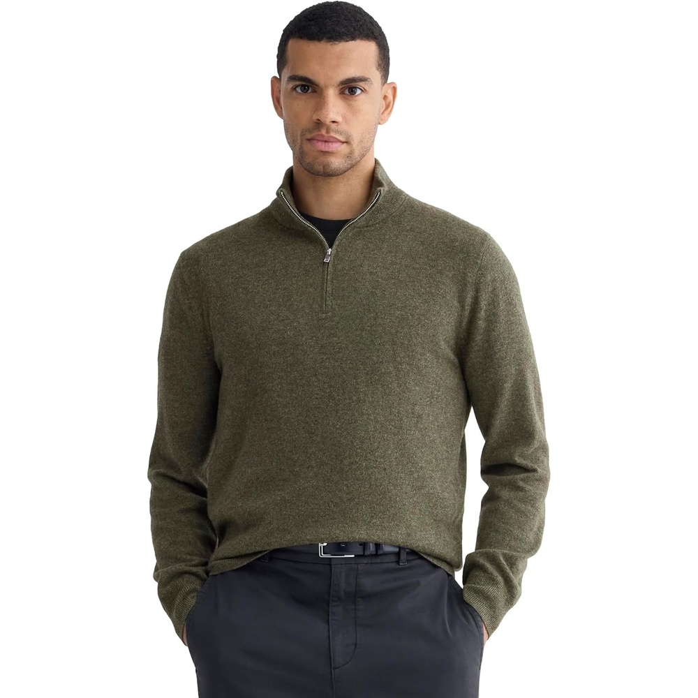image:imageEverlane Mens Everlane Cashmere Quarter Zip SweaterHeathered Army Green