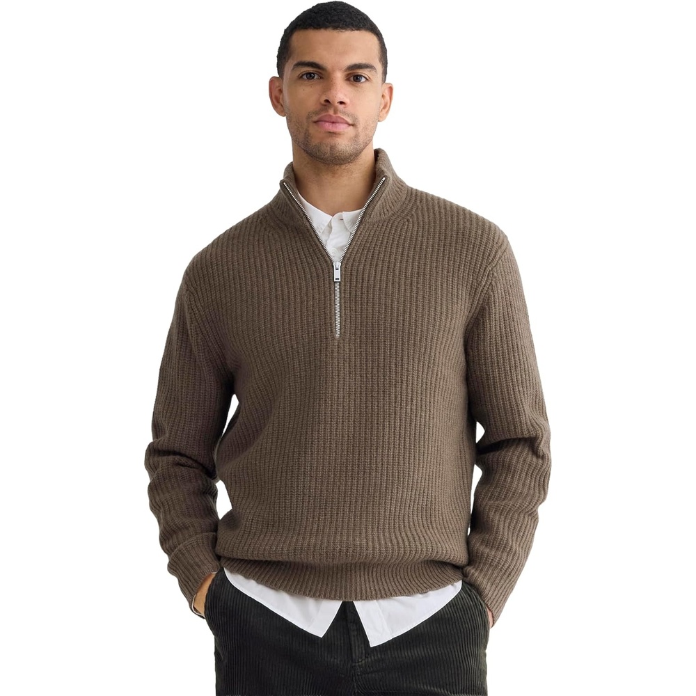 image:imageEverlane Mens Everlane The Felted Merino HalfZip SweaterHeather Chocolate Martini