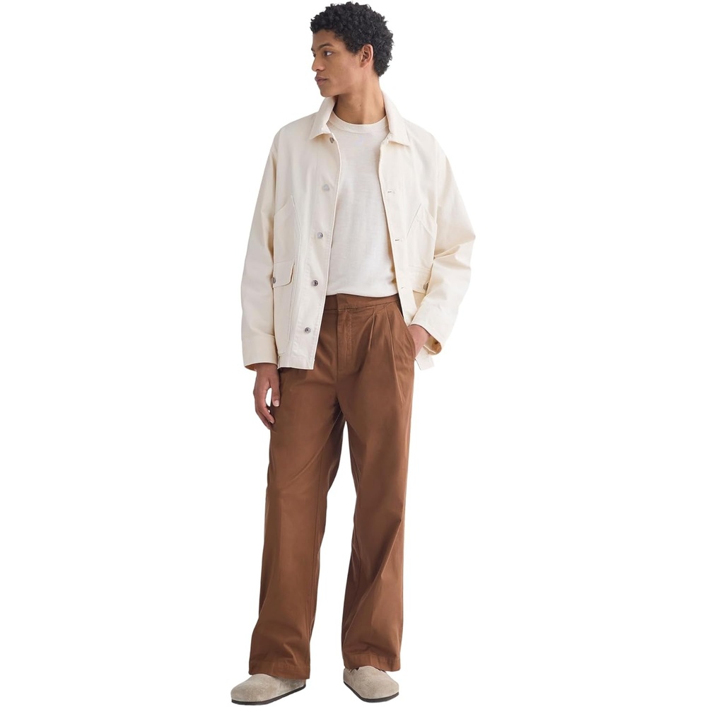 image:imageEverlane Mens PullOn Easy Trouser GOTS Organic Cotton Stretch Pleated RelaxedFit Dress PantToffee