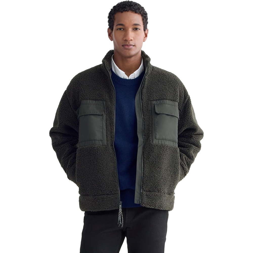 image:imageEverlane Mens ReTrack Fleece ZipUp GRS Recycled Polyester Bonded Fleece Oversized Zip JacketBlack