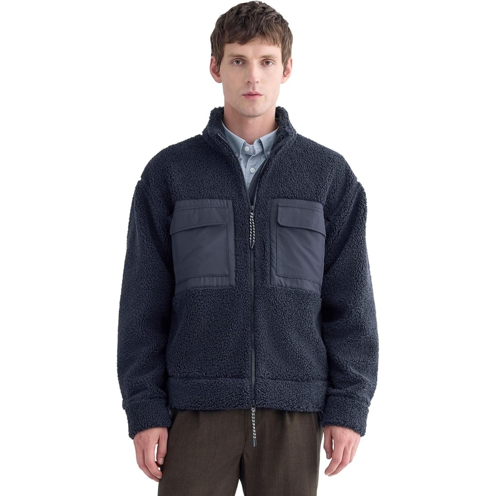 image:imageEverlane Mens ReTrack Fleece ZipUp GRS Recycled Polyester Bonded Fleece Oversized Zip JacketDeep Navy