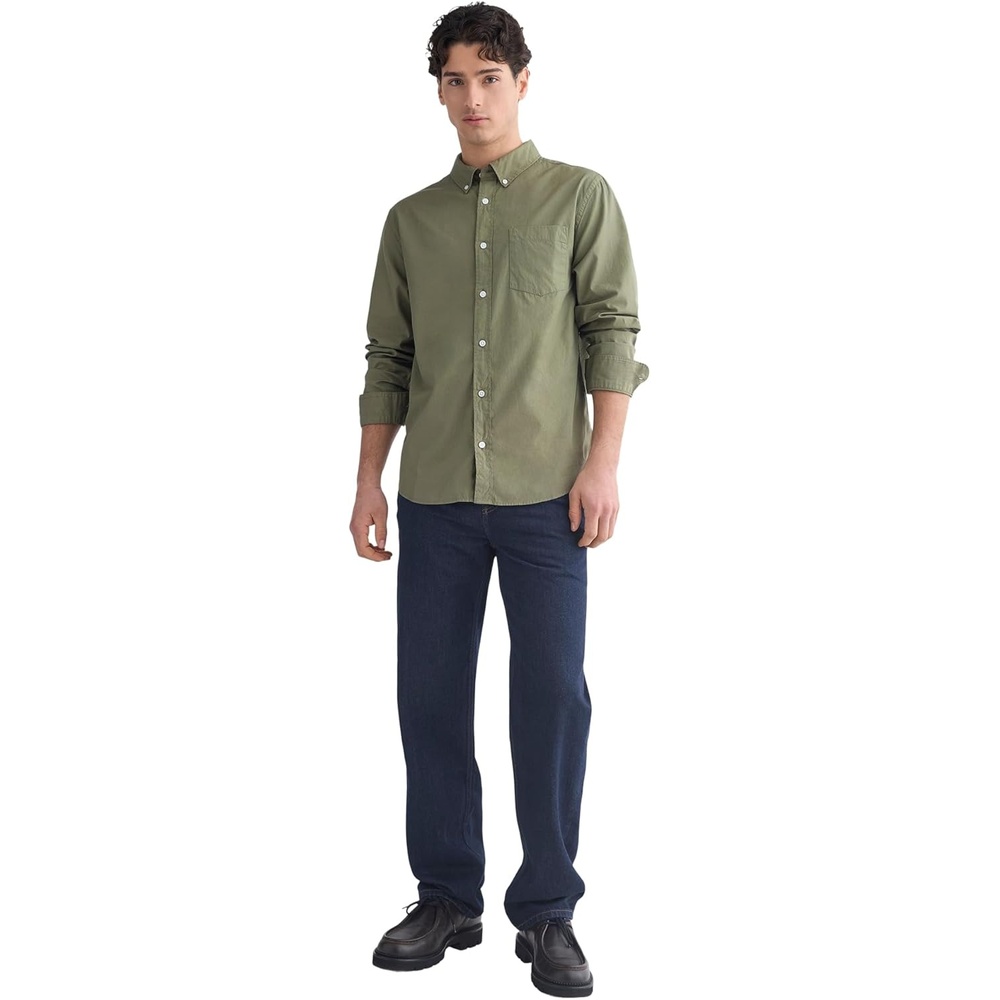 image:imageEverlane Mens Washed Poplin Shirt Organic Cotton PreShrunk Standard Fit ButtonDown ShirtLichen Green