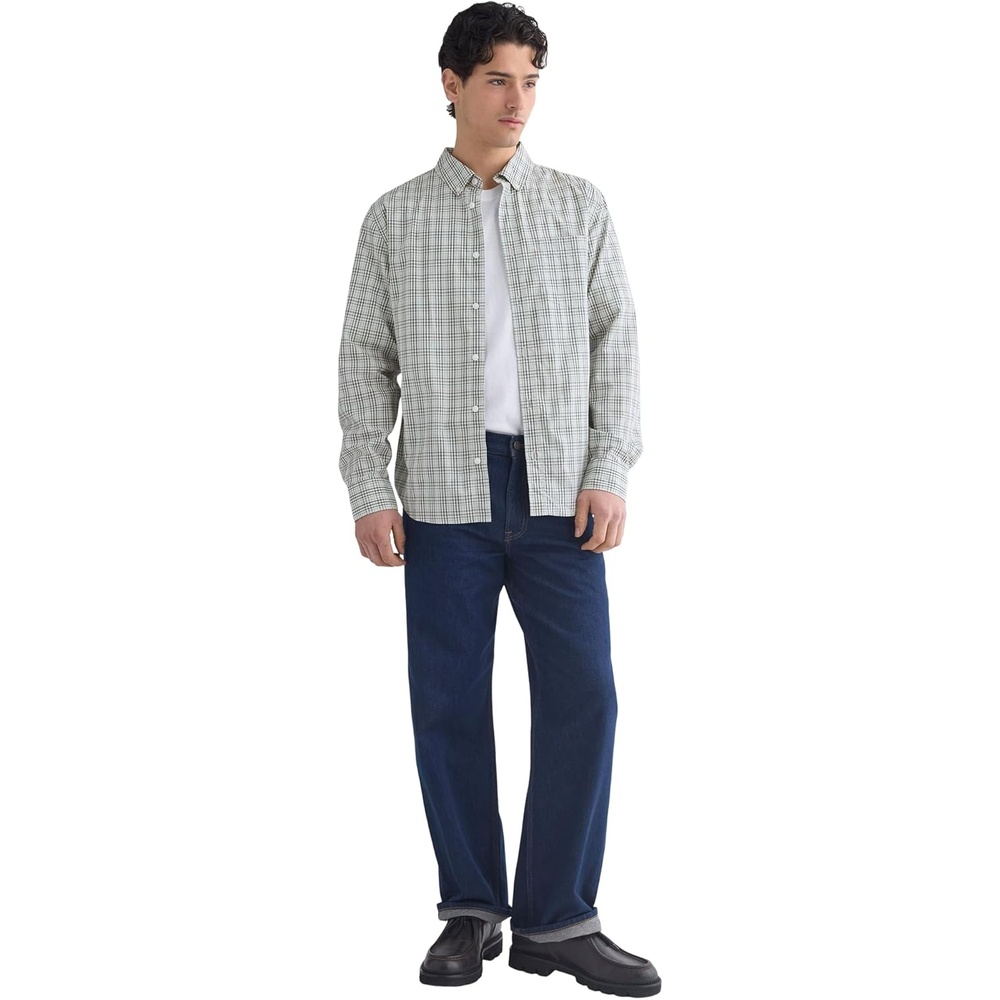 image:imageEverlane Mens Washed Poplin Shirt Organic Cotton PreShrunk Standard Fit ButtonDown ShirtSkywritingMulti