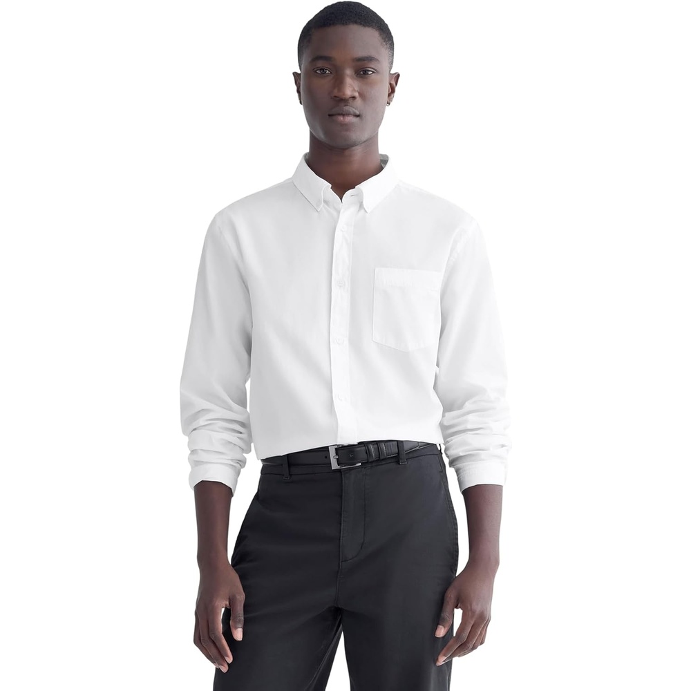 image:imageEverlane Mens Washed Poplin Shirt Organic Cotton PreShrunk Standard Fit ButtonDown ShirtWhite