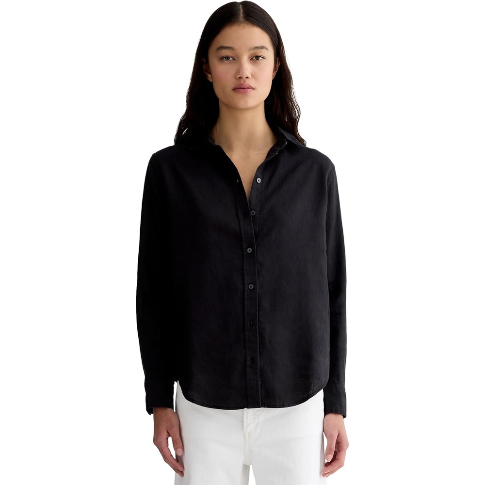 image:imageEverlane Womens The MustHave Linen Shirt Relaxed Fit ButtonDown in Certified European Flax LinenBlack