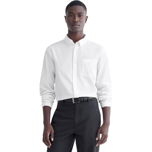 Everlane Men’s Washed Poplin Shirt | Organic Cotton Pre-Shrunk Standard Fit Button-Down Shirt(White)