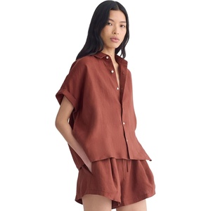 Everlane Women’s The Boxy Linen Shirt | Oversized Button-Down in Masters of Flax Certified European Linen(Henna Red)