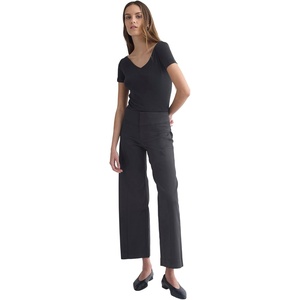 Everlane Women’s Twisted Seam Barrel Pant | Organic Cotton Stretch Barrel Leg Trouser(Black)