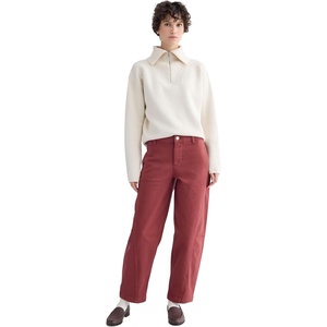 Everlane Women’s Twisted Seam Barrel Pant | Organic Cotton Stretch Barrel Leg Trouser(Henna Red)