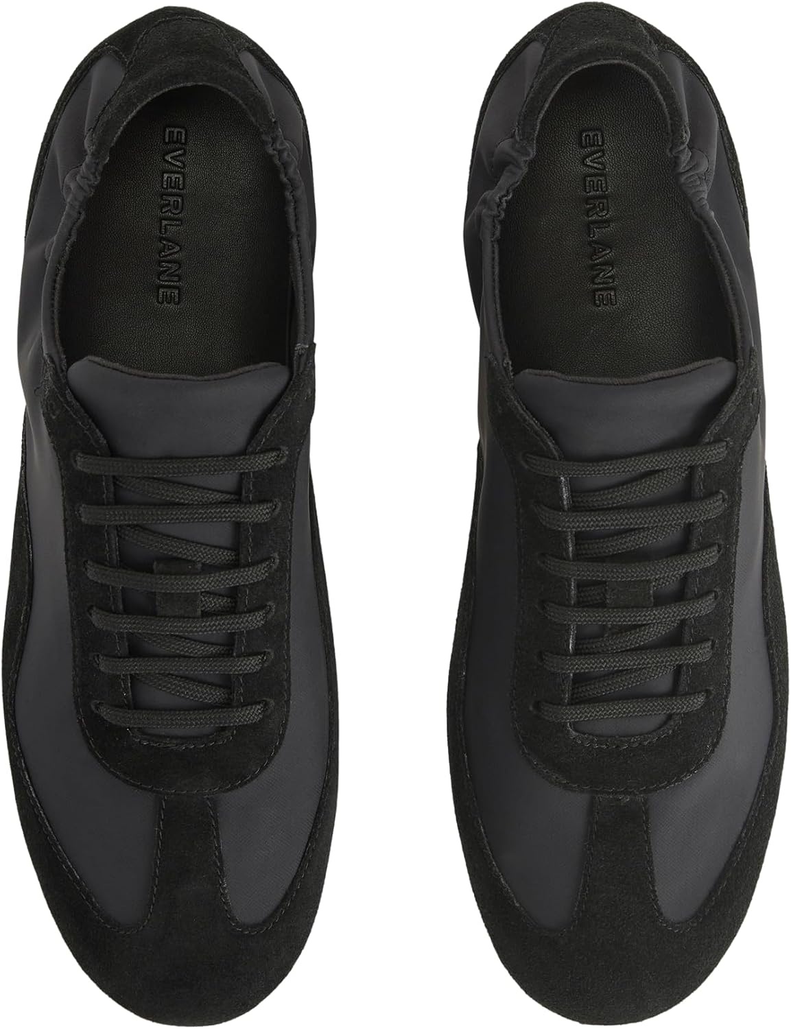 image:imageEverlane Womens Ballet Sneaker Italian Suede and GRS Recycled Nylon Runner with Ballet Scrunch HeelBlack Suede