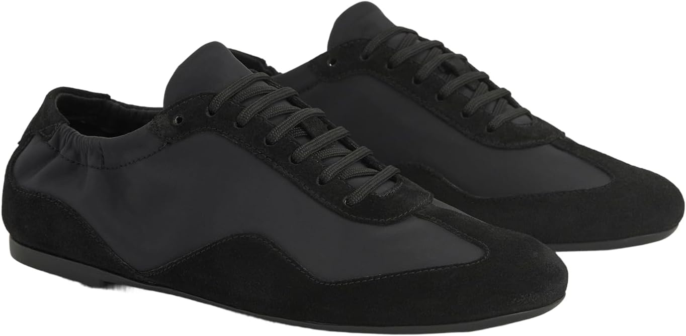 image:imageEverlane Womens Ballet Sneaker Italian Suede and GRS Recycled Nylon Runner with Ballet Scrunch HeelBlack Suede
