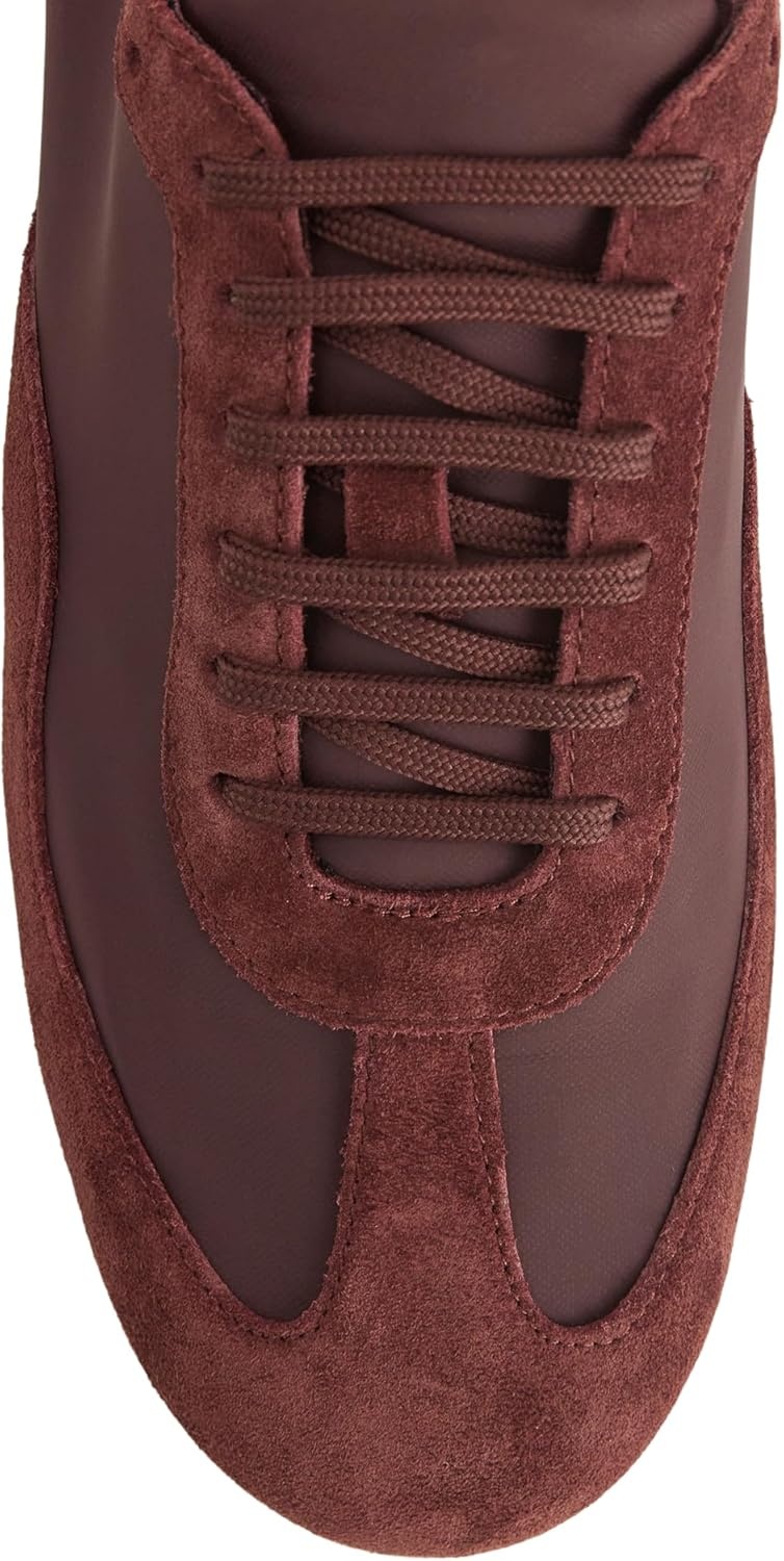 image:imageEverlane Womens Ballet Sneaker Italian Suede and GRS Recycled Nylon Runner with Ballet Scrunch HeelBurgundy