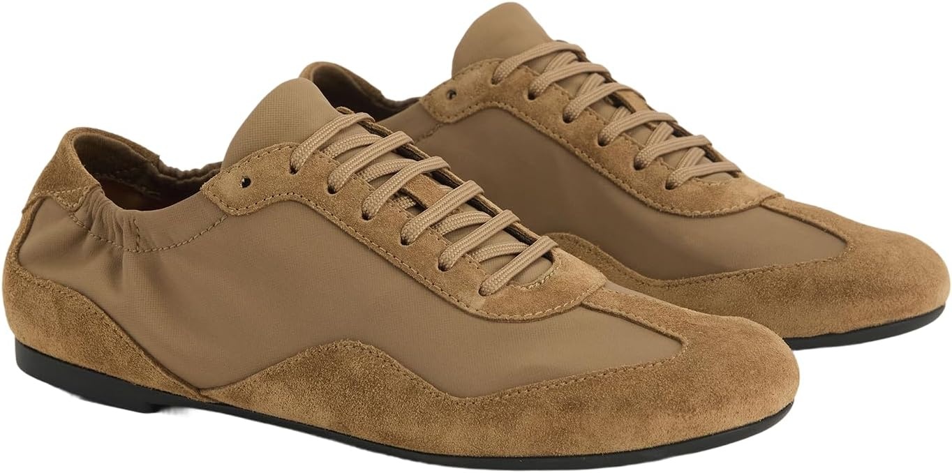 image:imageEverlane Womens Ballet Sneaker Italian Suede and GRS Recycled Nylon Runner with Ballet Scrunch HeelFarro